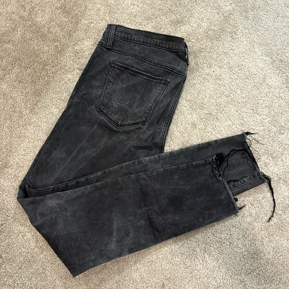 GAP High Waisted True Skinny Distressed Black Acid Wash Jeans Sz 32R